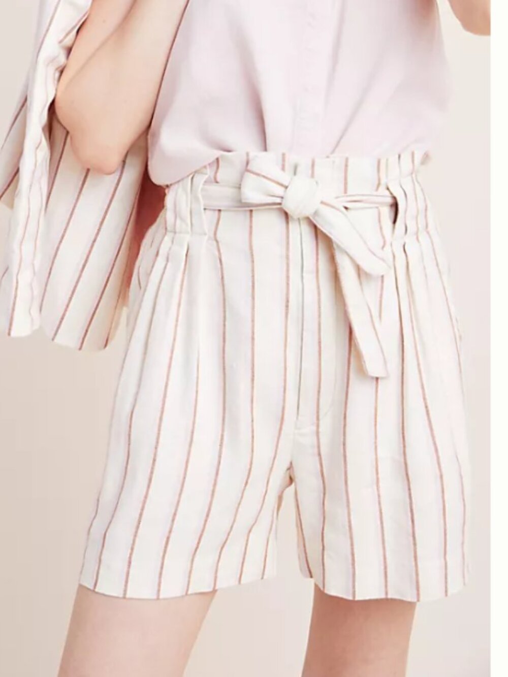 Anthropologie High Waisted Striped Paperbag Shorts